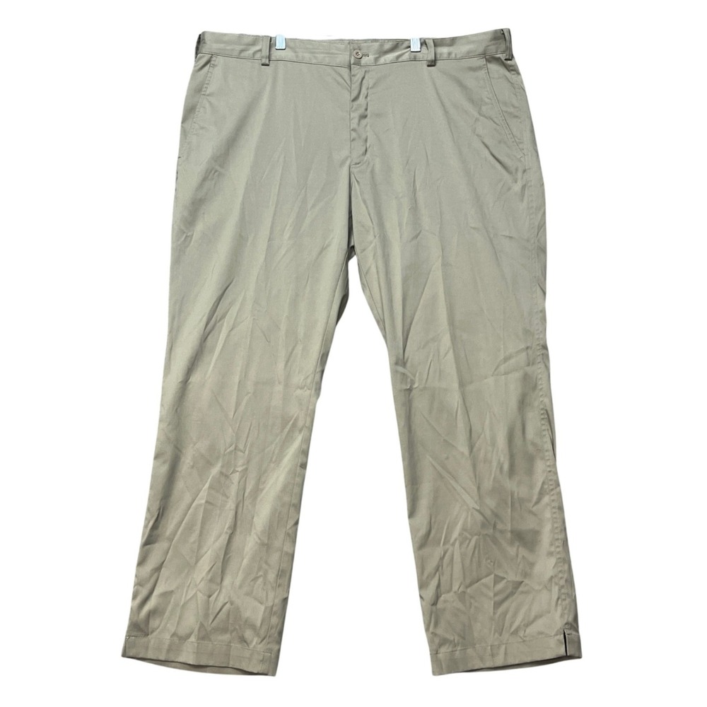 Nike Golf Pants Mens 40x30 Khaki Tan Flat Front Dri-FIT Performance Twill Swoosh